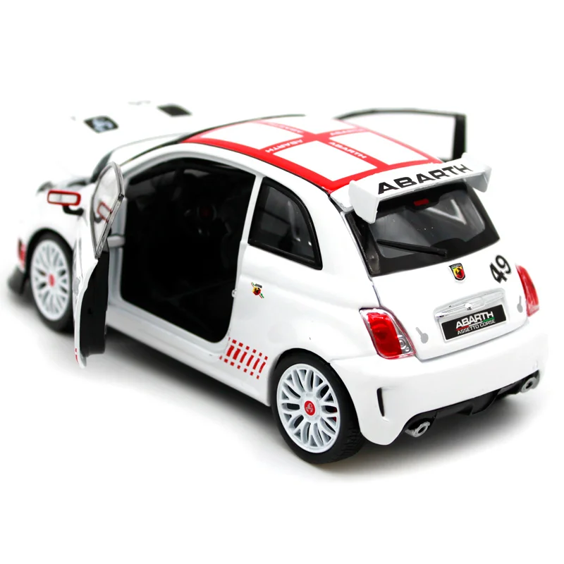 Bburago 1:24 Fiat ABARTH 500 Assetto Corse 49# Белый спортивный автомобиль литая модель автомобиля игрушка Новинка в коробке 28101