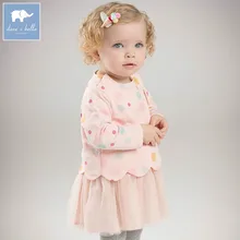 DBZ7310 dave bella/весеннее платье принцессы для маленьких девочек стильная детская одежда с цветным принтом детское платье для малышей