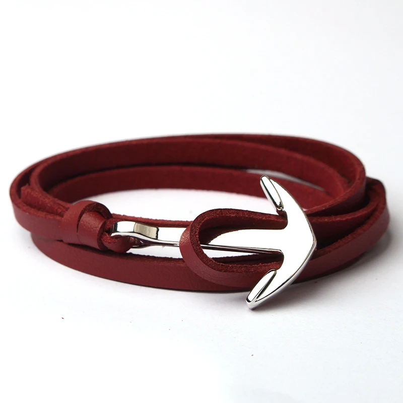 NIUYITID Men Anchor Bracelet Jewelry Brown Black Rope Chain Leather Bracelets Trendy 2019 Unisex Women Man Bracelent Male (6)