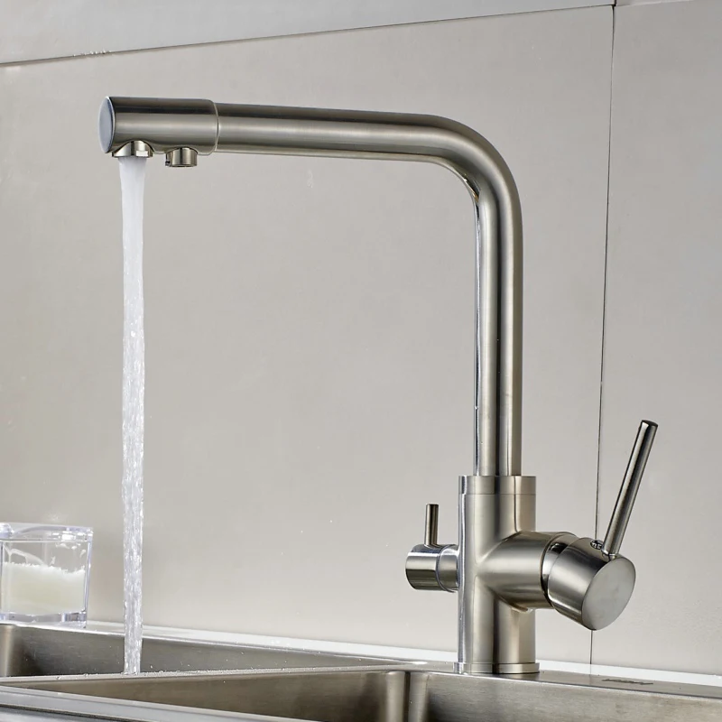  FLG Water Filter Kitchen Faucet Brushed Nickel Tap 360 Rotation with Water Purification Features Ta - 32934582300