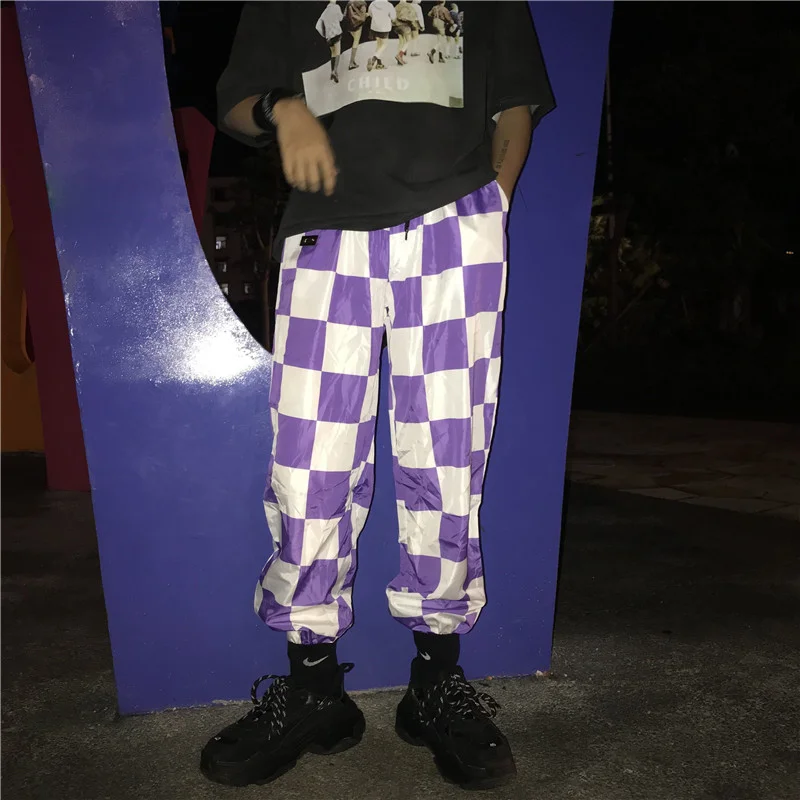 

Hip Hop Harem Streetwear Plus Size Jogger Pant Plaid Harajuku Korean Women Man Punk Trouser Cargo Checkerboard Rap Loose Bottoms