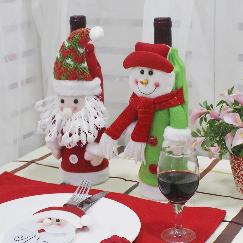 Santa Claus Wine Bottle Cover Bag Banquet Christmas Dinner Party Table Decor Snowman Festive New Years Supplies Noel Gift | Дом и сад