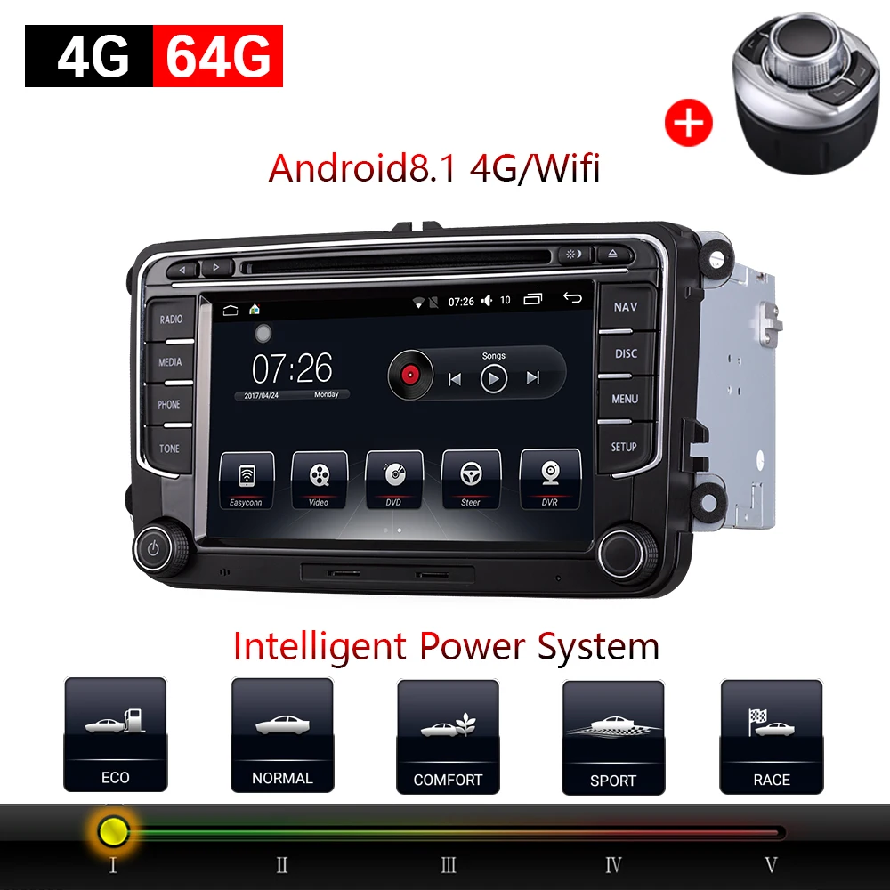Автомобильный мультимедийный плеер 2 Din Android 8,1 автомобильный DVD для VW/Volkswagen/Golf/Polo/Tiguan/Passat/Jetta/CC/SEAT/leon/Skoda/EOS Радио 7"