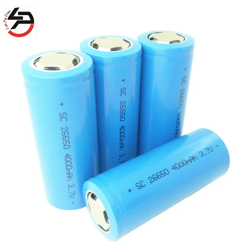 Laipuduo 4 шт. 26650 3 7 V Li-Ion 4000mAh аккумуляторная батарея для светодиодного фонарика 5А