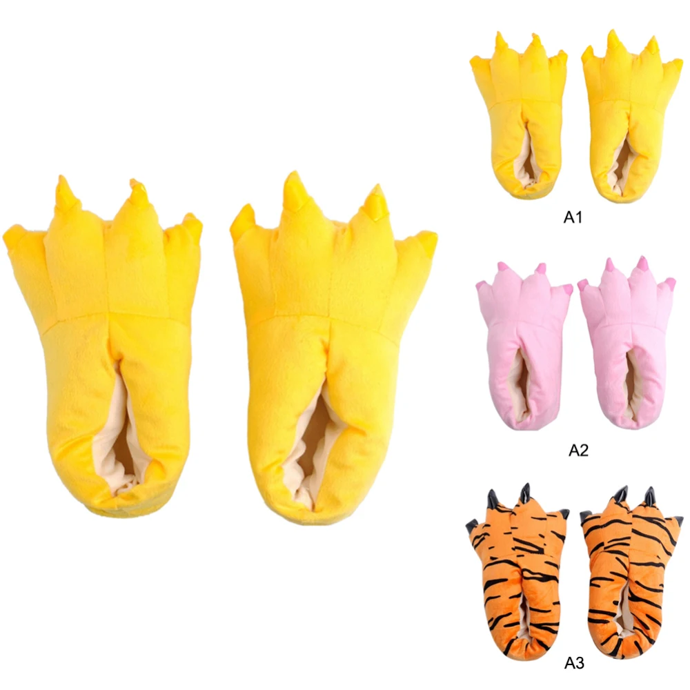 

Kids Children Animal Cartoon Plush Paw Claw Shoes Super Soft Fabric PU Bottom Home Slippers Animal Cosplay Paw Claw Shoes