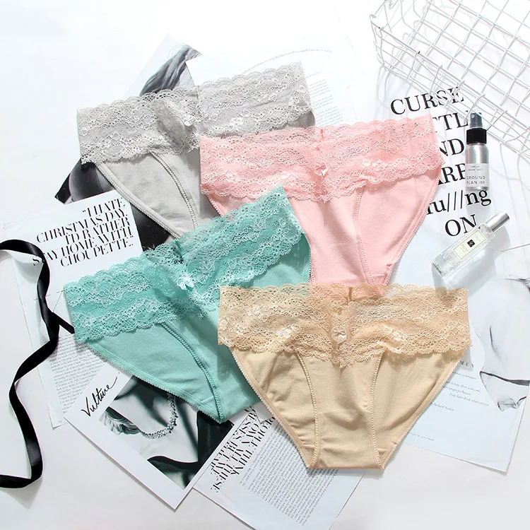 1PCS Original Sexy Briefs Women Mid Waist Lace Panties Ladies Briefs