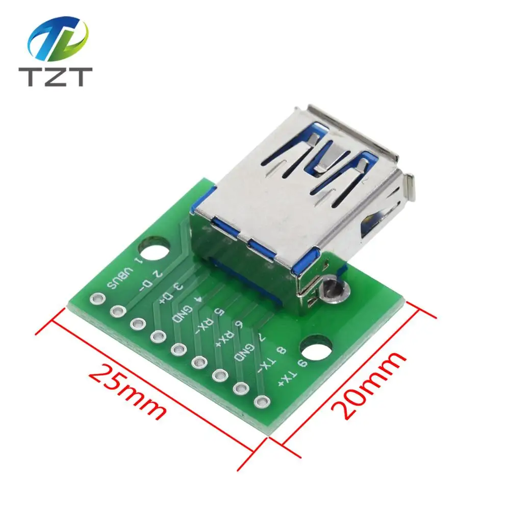 TZT MINI MICRO USB Для DIP адаптера/USB разъем 2,54 мм 5pin Женский Разъем b Тип USB2.0 Женский PCB конвертер USB-01 - Цвет: USB 3.0