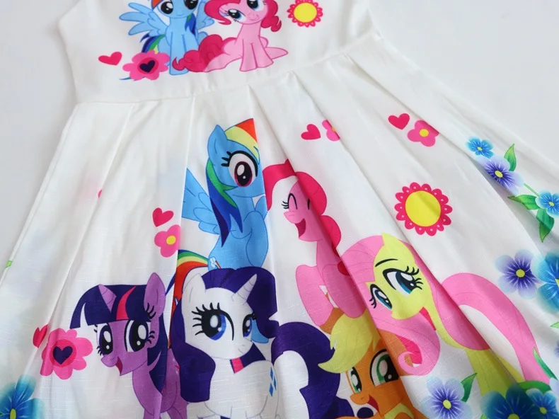 Новинка года; милое летнее платье принцессы для маленьких девочек; vestidos; Одежда для девочек с изображением пони; Детские праздничные платья; костюмы