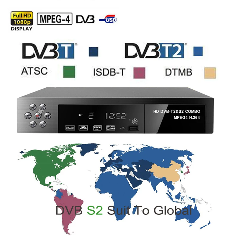 Goedkoop Satellietontvanger HD Digitale DVB T2 + S2 TV Tuner Ontvangen DVB T2 Tv ontvanger dvb t2 dvb s2 H.264 MPEG 2 4 voor Rusland Europa