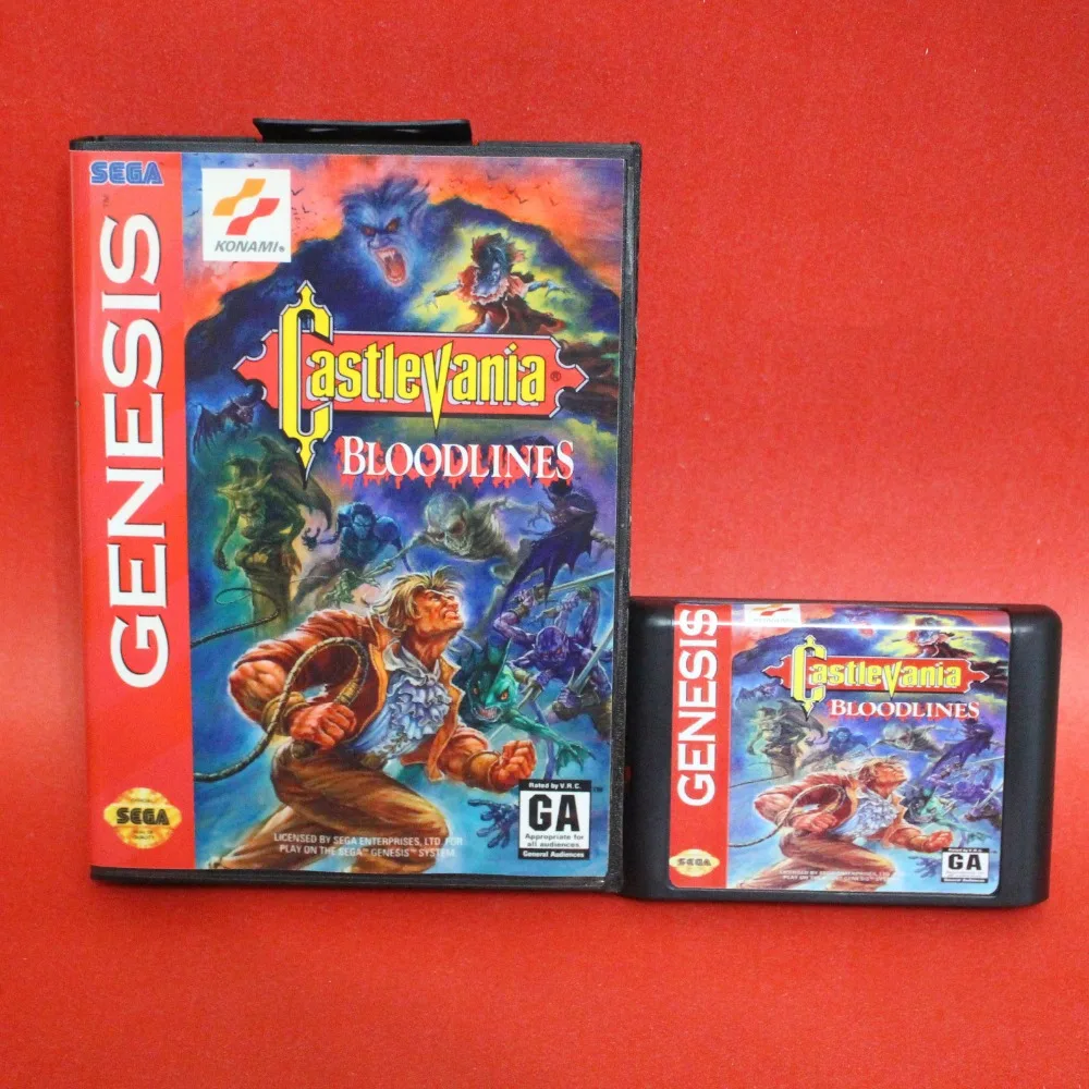 Castlevania родословных NTSC-U 16 бит MD карточная игра с коробку для Sega MegaDrive игровая