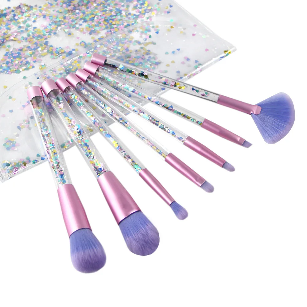 

7pcs Makeup Brushes Pink Glitter Crystal Makeup Brushes Set Professional Cosmetics Tool Powder Foundation Eye Shadow Brush