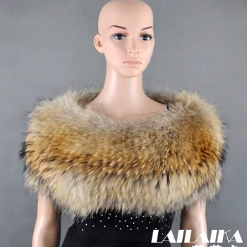 

100% GENUINE KNITTED RACCOON FUR RING STYLE STRETCHABLE WRAPS CAPES STOLE WOMENS AUTUMAN WINTER WARM REAL FUR FASHION SHAWLS