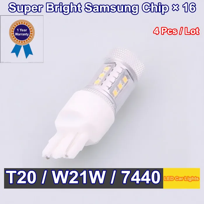 

4 X T20 W21W 7440 Samsung 2323 Chip DC 12V Led Bulb Yellow (Amber) Car Turn Signals/Reverse Lights Same bright As Cree Chips 80w