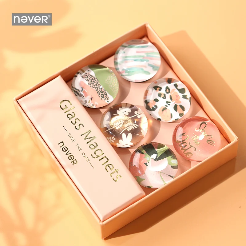 

Never Leopard Design Glass Magnet Sticker Thumbtack Photo Message Holder Whiteboard Magnet Tacks Office Decorative Stationery