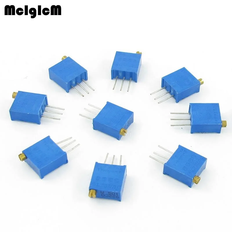 

MCIGICM 1000pcs 3296W 100 200 500 ohm 1K 2K 5K 10K 20K 50K 100K 200K 500K 1M ohm Trimpot Trimmer Potentiometer