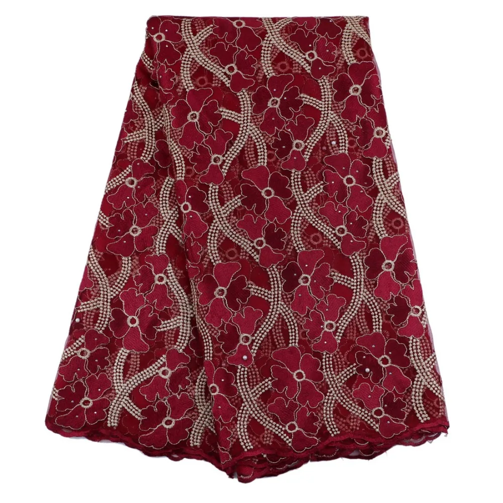

French Lace Appliqued African Tulle Lace fabric Wholesale Price High Quality Factory Direct Selling for Dress