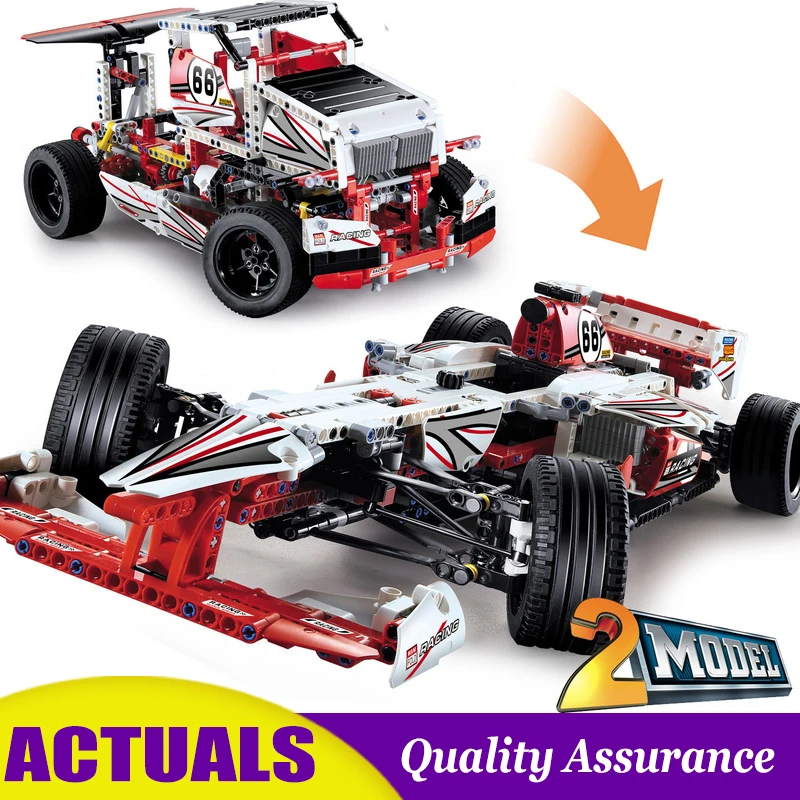 

2 In 1 Transformable Car Decool 3366 3367 Compatible 42000 42050 Technic Series Building Blocks Racing Truck Toy Brick