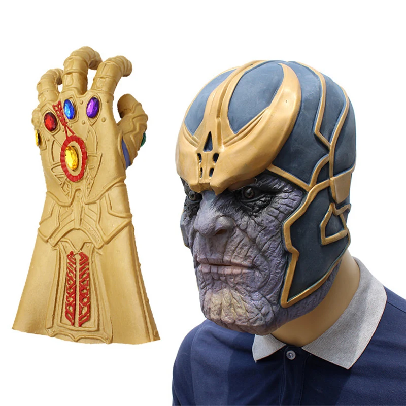 

Avengers Infinity War Cosplay Costumes Thanos Latex Mask Glove Halloween Masks Fancy Party Props For Adult