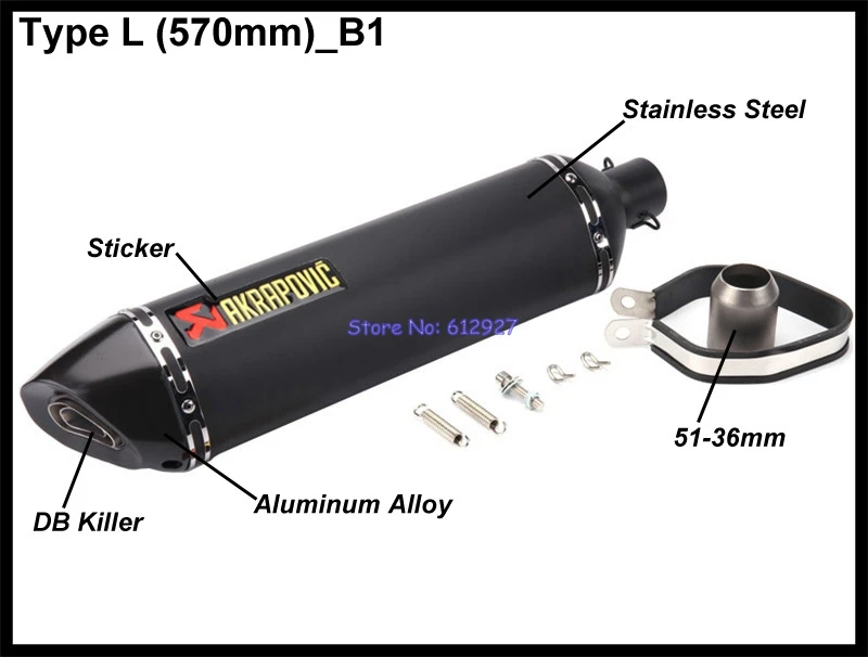 JOHOTAKI: длина 570 мм на входе 51 мм универсальный глушитель выхлопной трубы мотоцикла Escape Akrapovic лазерная маркировка с DB Killer