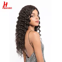 HairUGo бразильский глубокий парик из волнистых волос Remy 13*4 синтетические волосы на кружеве Искусственные парики для черный для женщин 100%