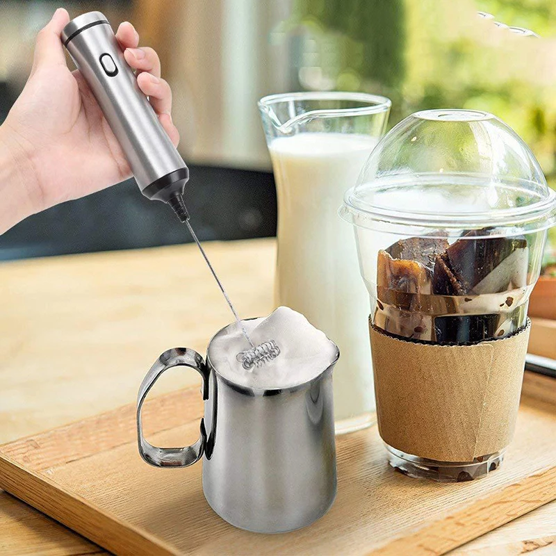 Foam Milk Frother Electric USB Handheld Rechargeable Coffee Maker Spring Whisks Gadget Machine Suitable Useful