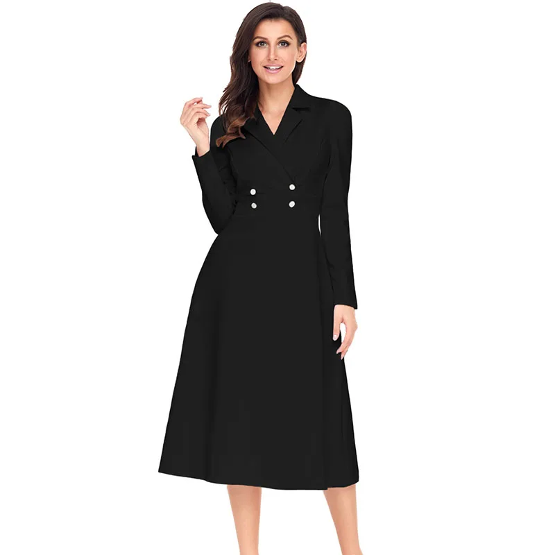 Black-Vintage-Button-Collared-Fit-and-flare-Dress-LC61803-2-1