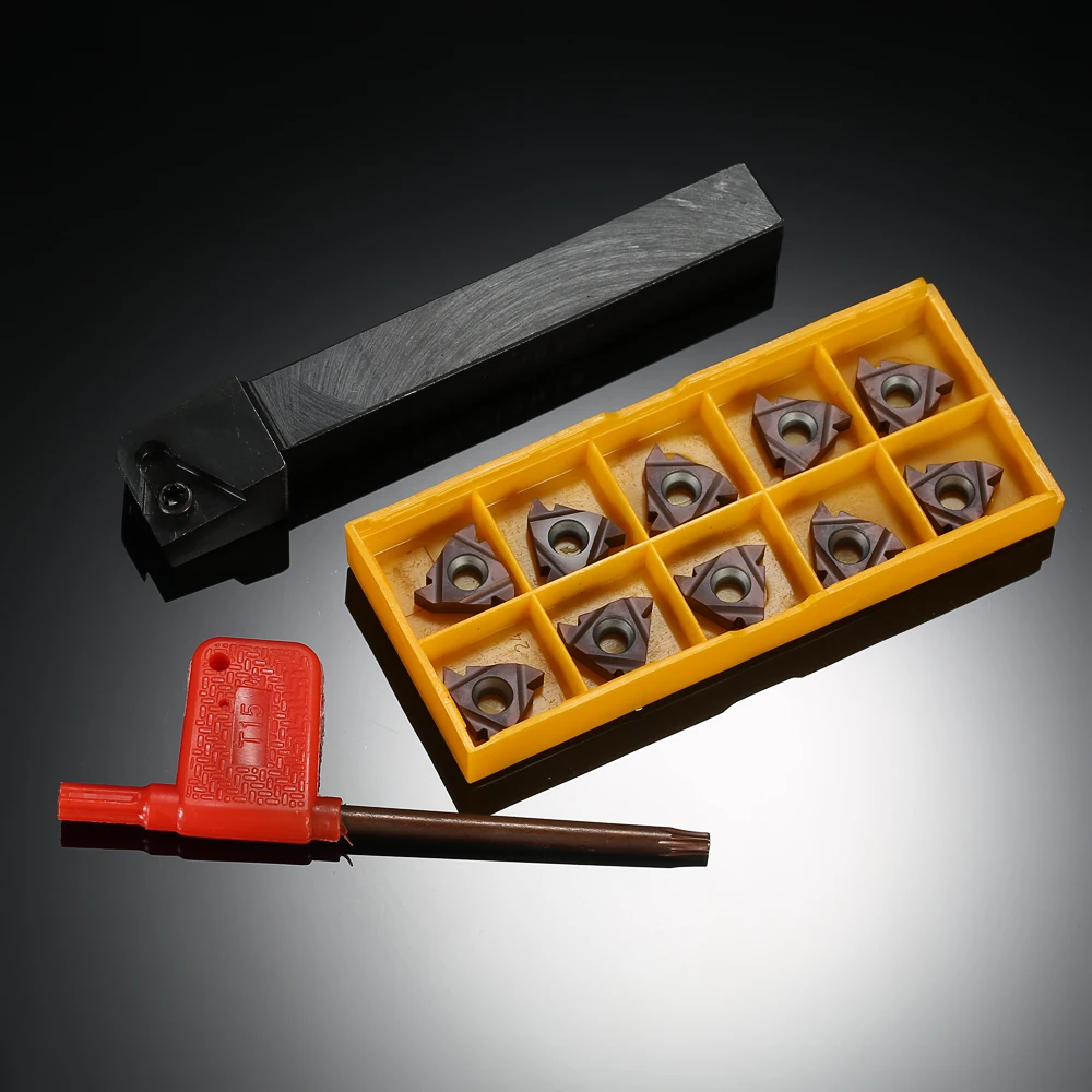 

10pcs/box CNC Tool SER1212H16 Insert Holder + VP15TF 16ER AG60 Carbide Inserts + T15 Wrench for Lathe Turning Tool Set