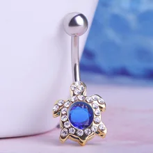 Good Luxury Cute Kawaii Small Tortoise Belly Percings Green Blue Rhinestone Navel Rings Fashion Women Collar Accessories Game