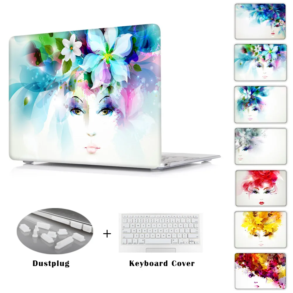 Fashion Gift For Girls Crystal Clear Print Flower Lace Laptop Case For Apple MacBook Pro 13 15 Retina Air 11 13 + Keyboard Cover