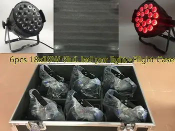 

Flight Case+6pcs / 18W cast aluminum 18x18w par light With aviation plug LED light DMX control 6IN1 RGBWA disco DJ stage light