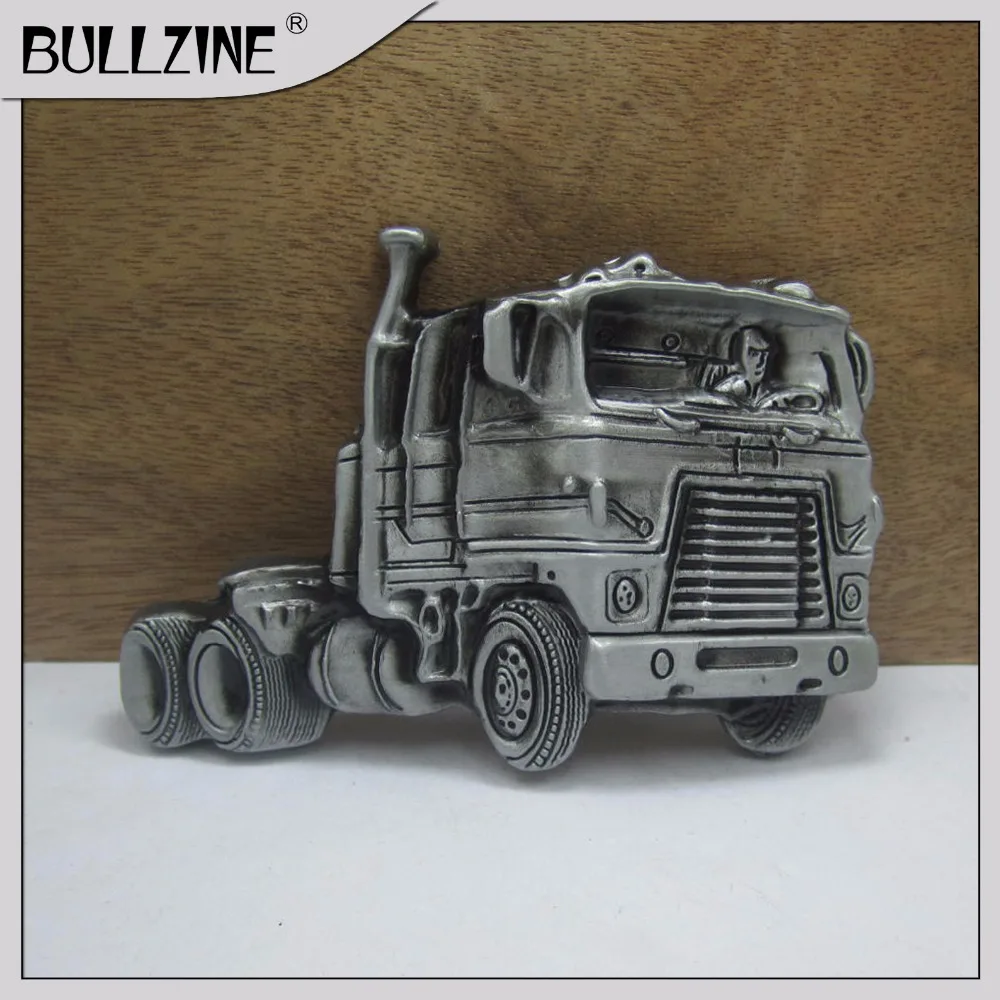

The Bullzine truck belt buckle with pewter finish FP-03617 for 4cm width snap on belt