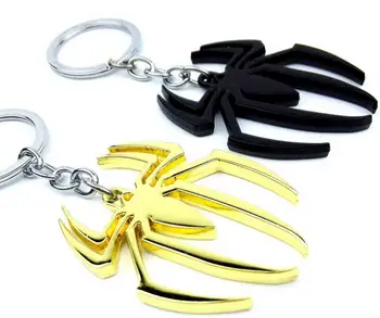 

500 Pieces Chrome Metal Spider Car Key Rings Key Chain Stickers Metal Spiderman Keychains keyring Stylings Car Key Accessory