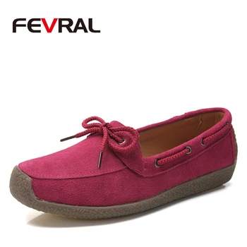 

FEVRAL Woman Flats Shoes 2020 Loafers Candy Color Lace-Up Flat Casual Shoes Ballet Flats Comfortable Ladies Shoe Plus Size 35-41