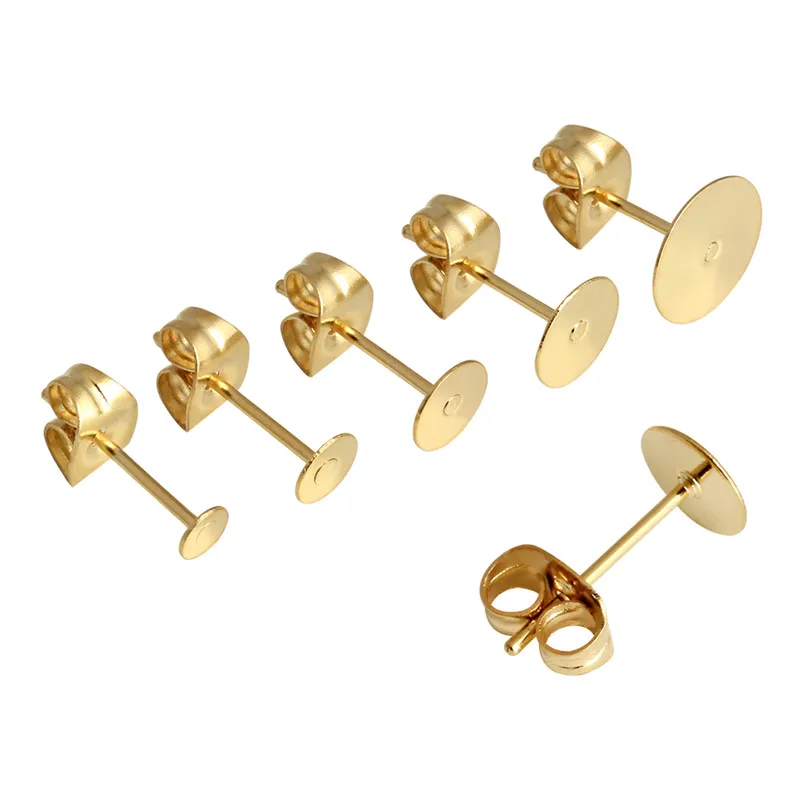 Бусины Sauvoo из нержавеющей стали золотого цвета без рисунка 3 мм 4 5 6 8 F5355|stud earring
