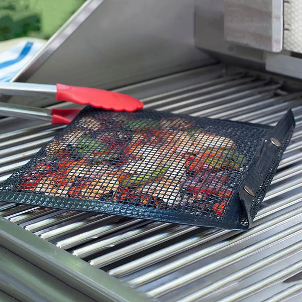 4 Pack Haudrey BBQ Grill Mesh Bag Non-Stick BBQ Baked Bag Grilling Baking Reusable and Easy to Clean Non-Stick Mesh Grilling Bag for Outdoor Picnic Tool 