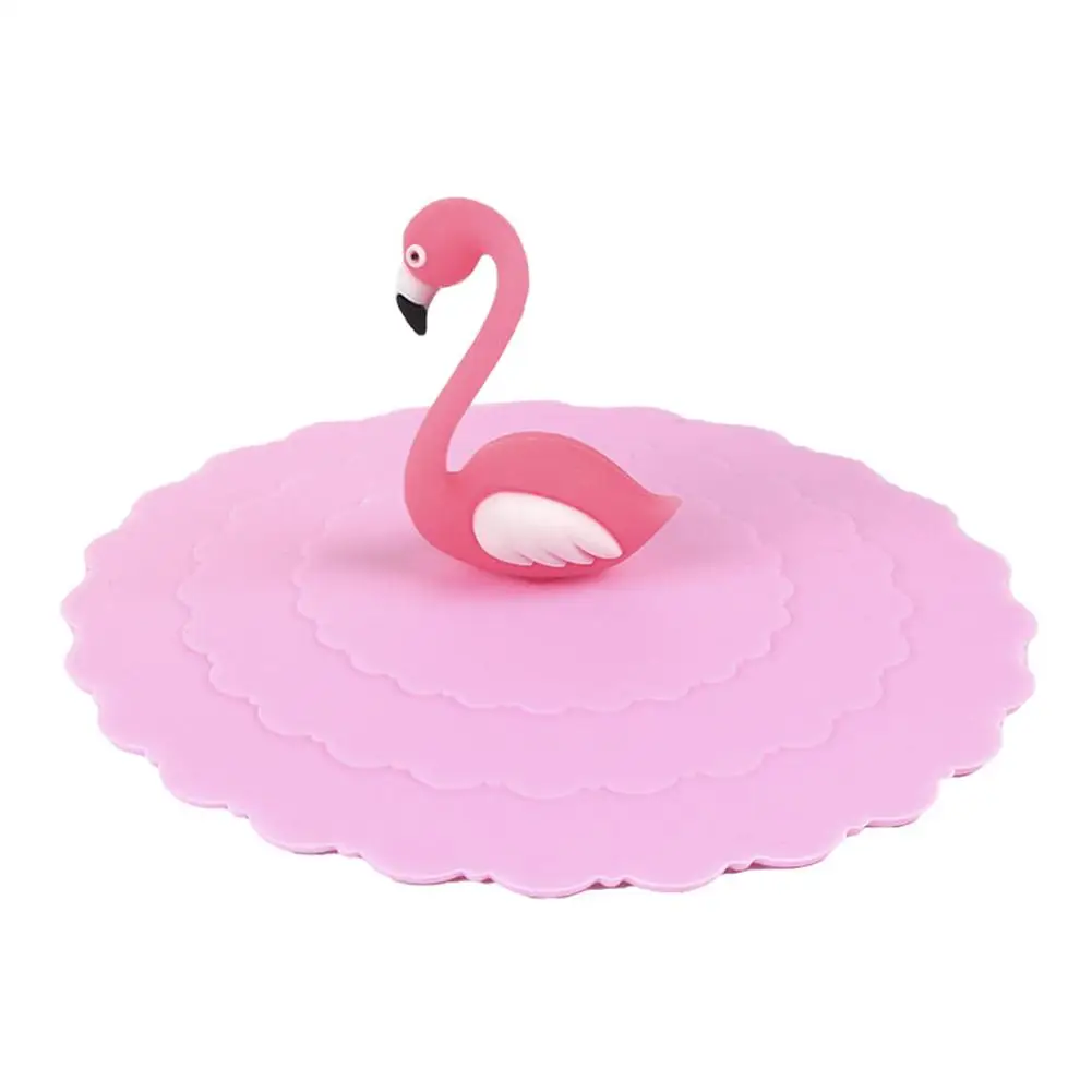 

New Flamingo Shaped Cup Cap Cartoon Shaped Pink Series Silicone Cup Cover Girl Heart Lace Cup Dust Proof Cap