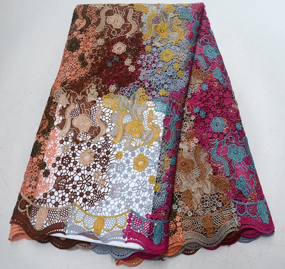 

New Design High Quality Guipure Lace Fabric 2018 Free Shipping African Voile Swiss Lace Fabric With bead For Wedding dress