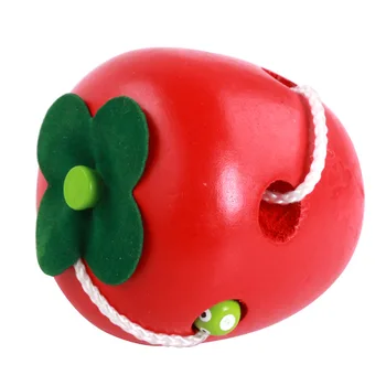 

Threading Caterpillars Eating Apples Wooden Children's Early Childhood Educational Toys Hands-on Ability Exercise