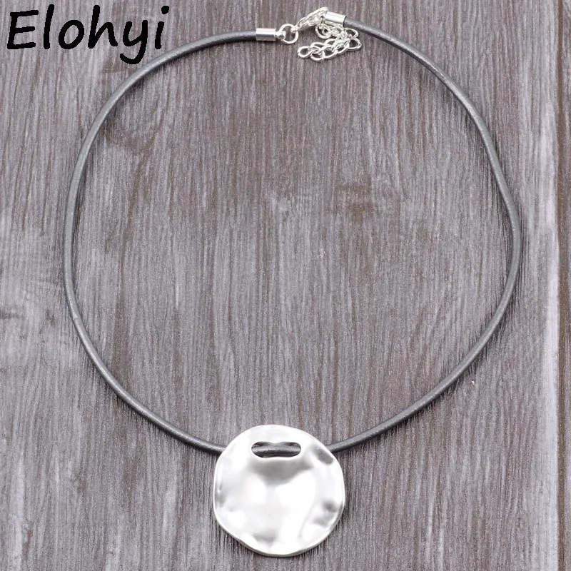 Большая круглая кожаная веревка ELOHYI высокого качества женское ожерелье Модные