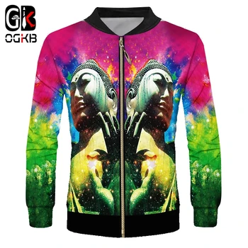 

OGKB Jackets Man New Slim Outwear 3D Tracksuits Printed Buddha Hip Hop Oversized Costume Men Winter Autumn Coat Dropshipping