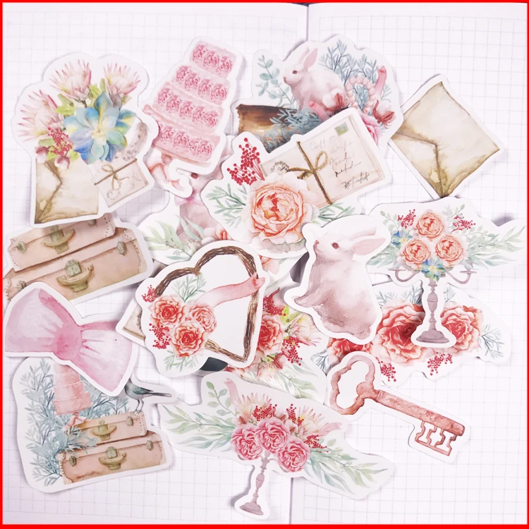 

17 pcs Pink vintage personalized scrapbook Stickers scrapbooking material personalized sticker happy planner decoration craft