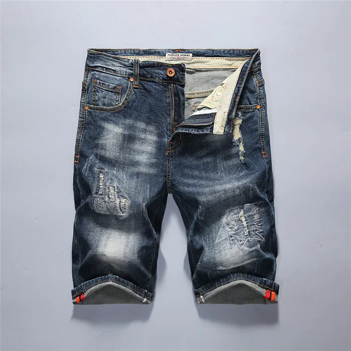 Шорты мужские рваные короткие джинсы прямые ретро шорты джинсовые Бермуды Мужская джинсовая брендовая одежда плюс размер 28-40319