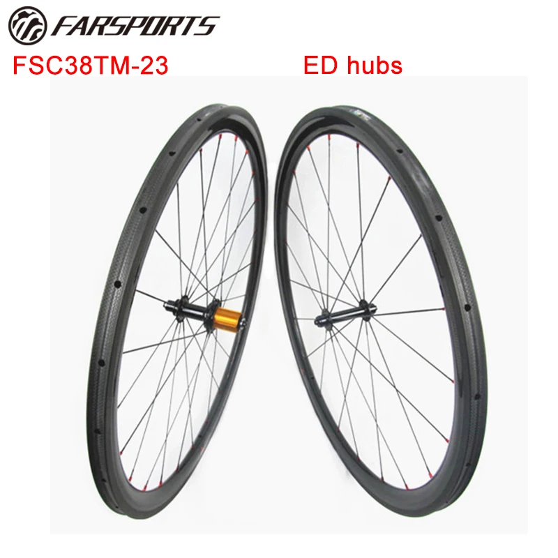 Far Sports light weight carbon bicycle wheels 38mm for racing bike 23mm 25mm wide with ED hub 6