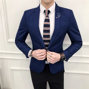 

Embroidered Pattern Long-sleeved Suits Jacket men Business Wedding Men Coats Slim Comfortable Blazer men