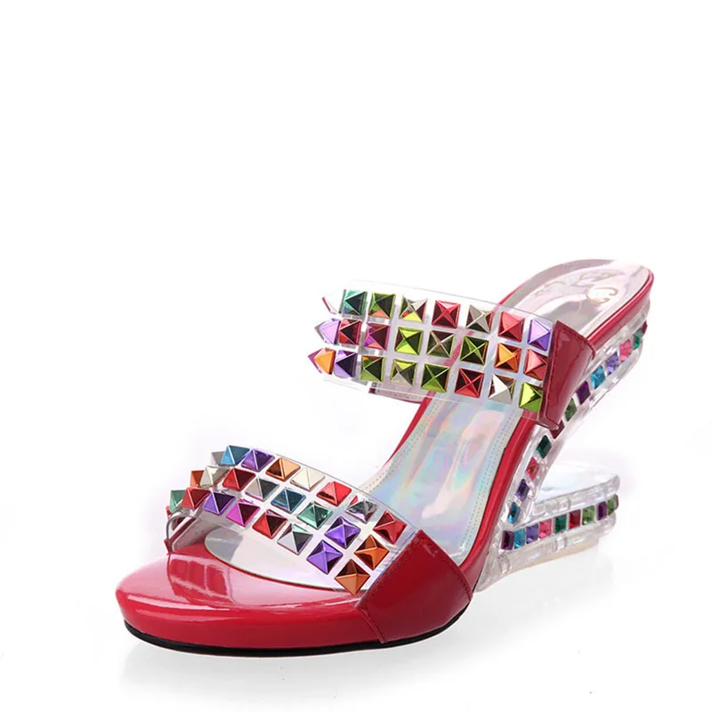 

Fashion Summer Brand Platform Sandals Flats Pearl Rivets Decor Brand Women Sandals Sexy Gold Leather Ankle Wrap Sandalias Mujer