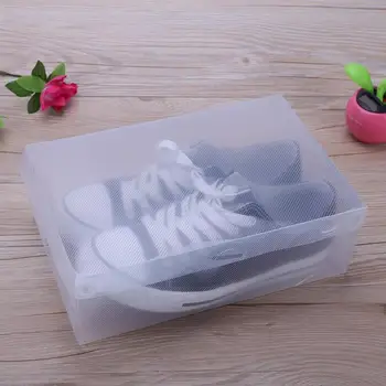 

10Pcs Transparent Makeup Organizer Clear Plastic Shoes Storage Boxes Foldable Shoes Case Holder Home Useful Tools