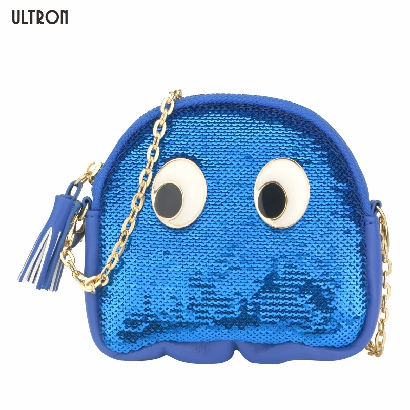 

ULTRON Fashion Sequin Cartoon Fun Design Pu Leather Women's Shoulder Bag Crossbody Mini Messenger Bag Zipper Handbag Chain Purse