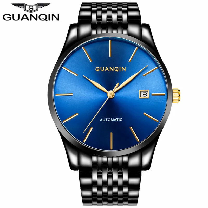 Top Brand Luxury GUANQIN Watch Men Mechanical Automatic Full Stainless Steel Business Watch Date