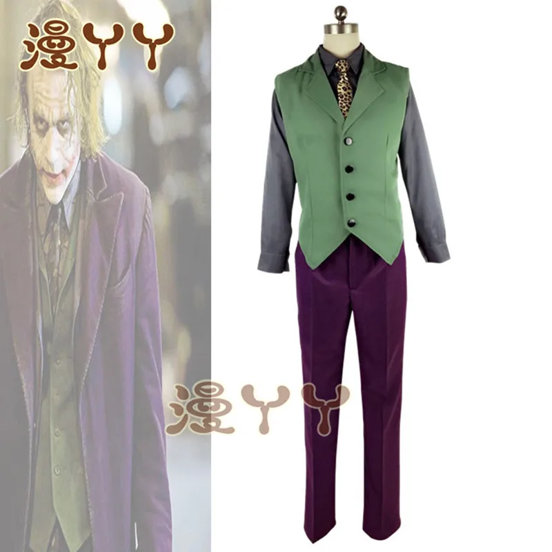 Goede Batman The Dark Knight Joker Cosplay Kostuum Movie Suicide Squad Joker Heath Ledger Cosplay Pak Paars Jas Uniform Volledige set