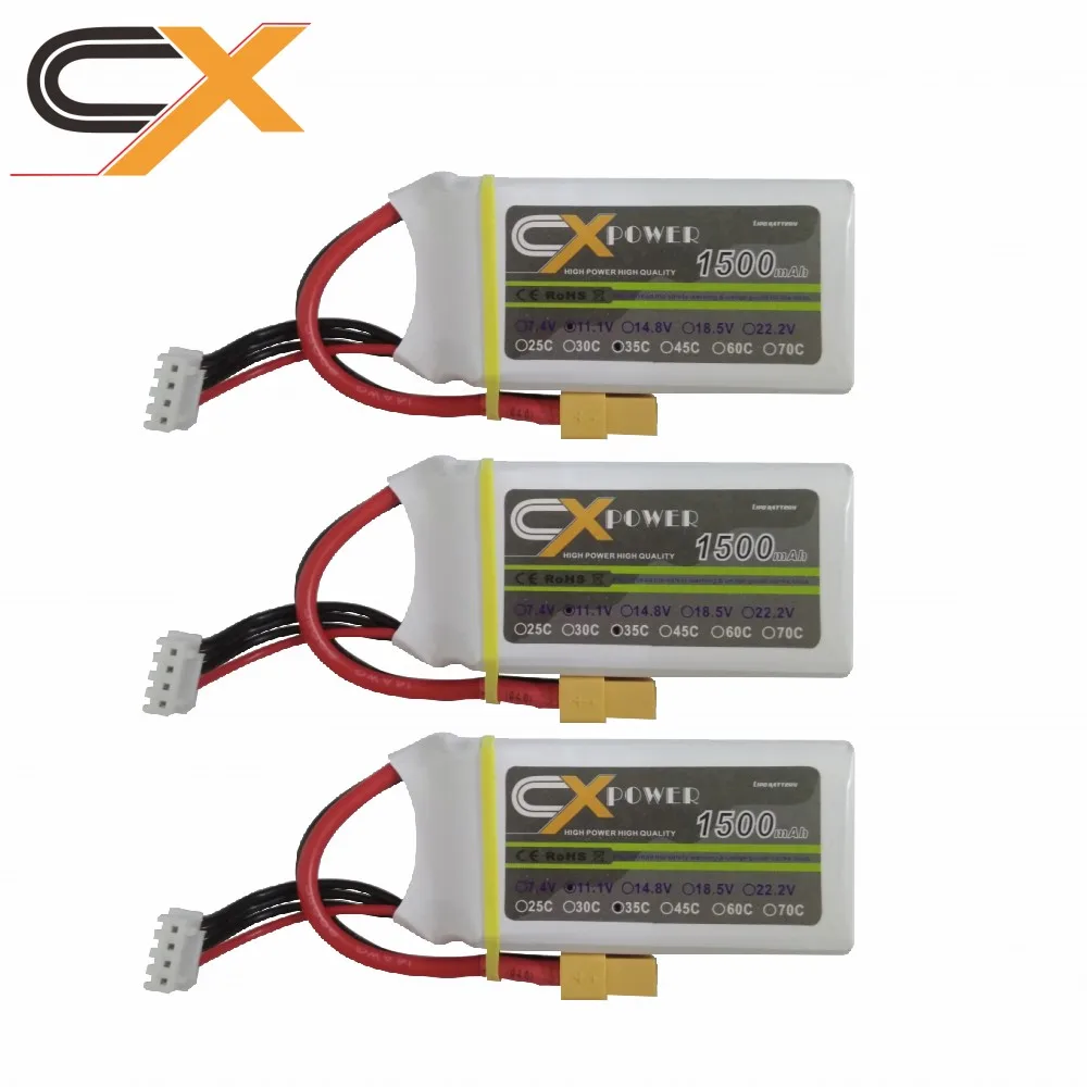 Lipo battery 11 1v 1500mah 3s 35c max 40c batteries 3pcs xt60 t plug